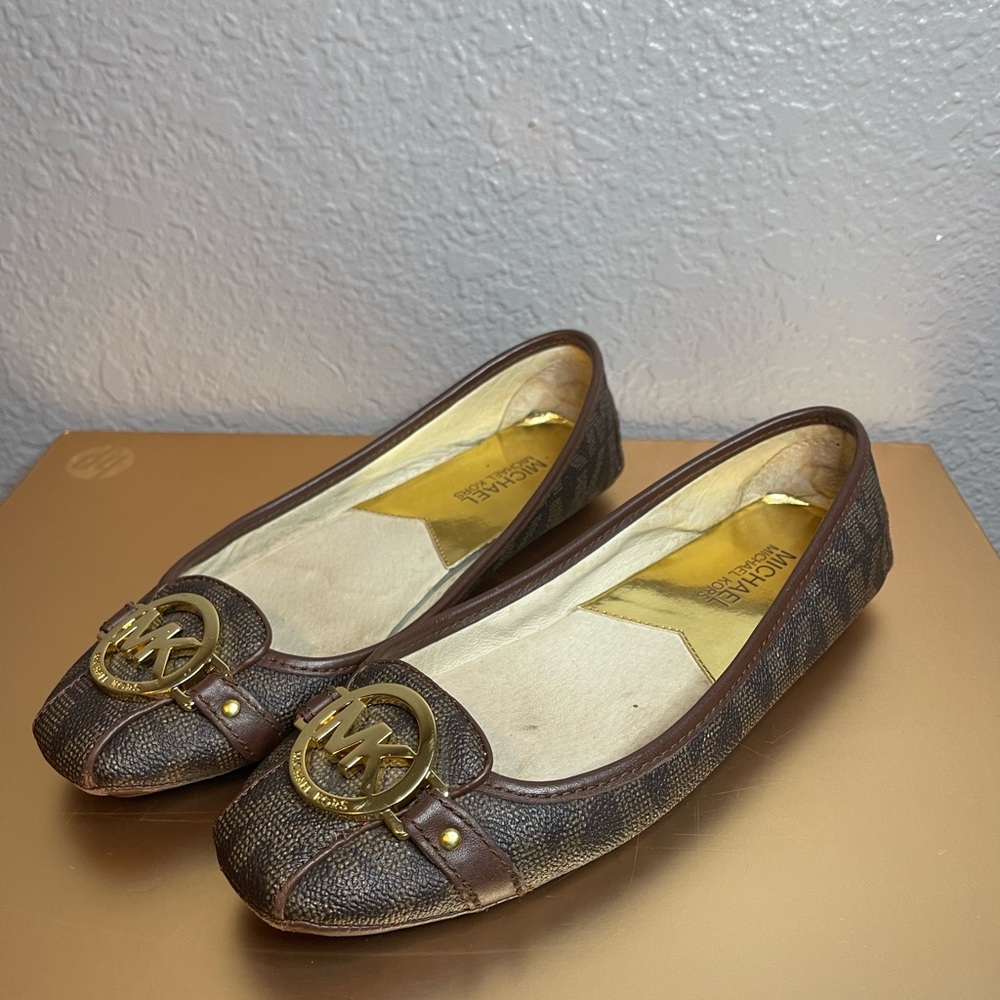 Michael Kors Fulton brown logo ballet flats/moccasins